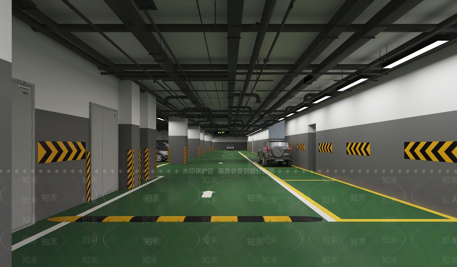 现代室内停车场3D模型下载【ID:1109575966】