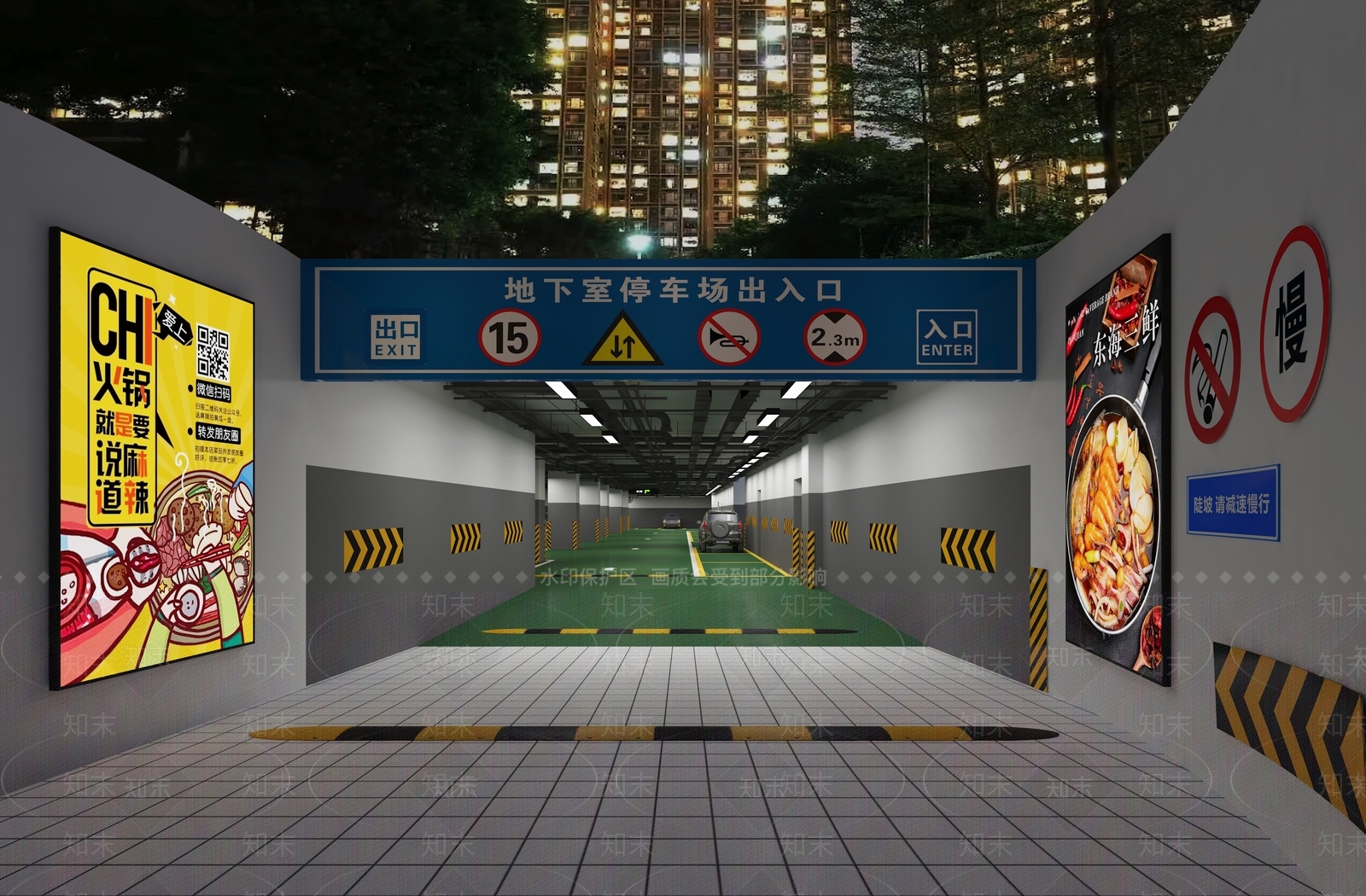 现代室内停车场3D模型下载【ID:1109575966】