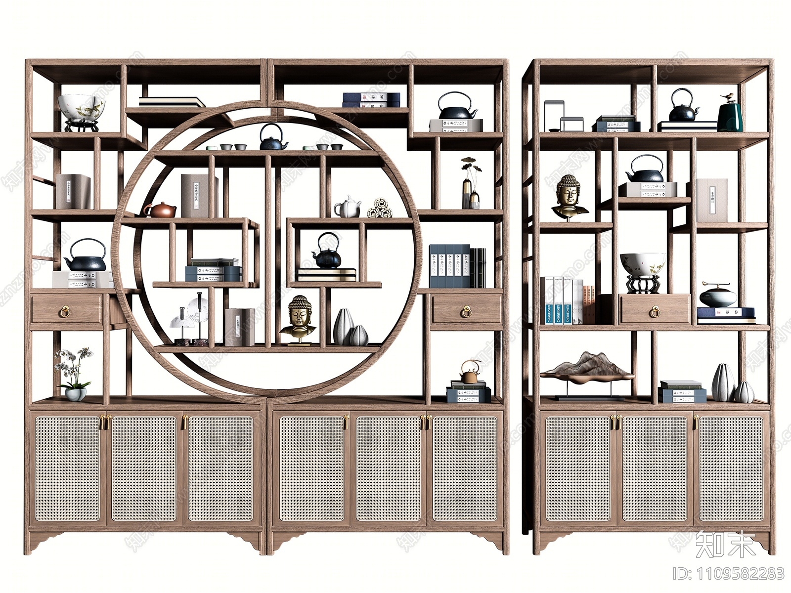 新中式博古架组合3D模型下载【ID:1109582283】