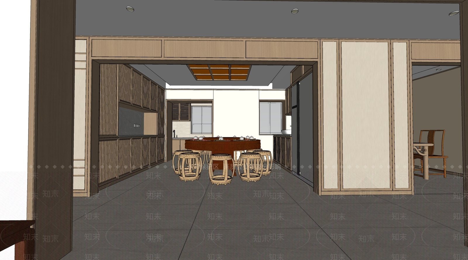 中式家居餐厅SU模型下载【ID:1109584051】