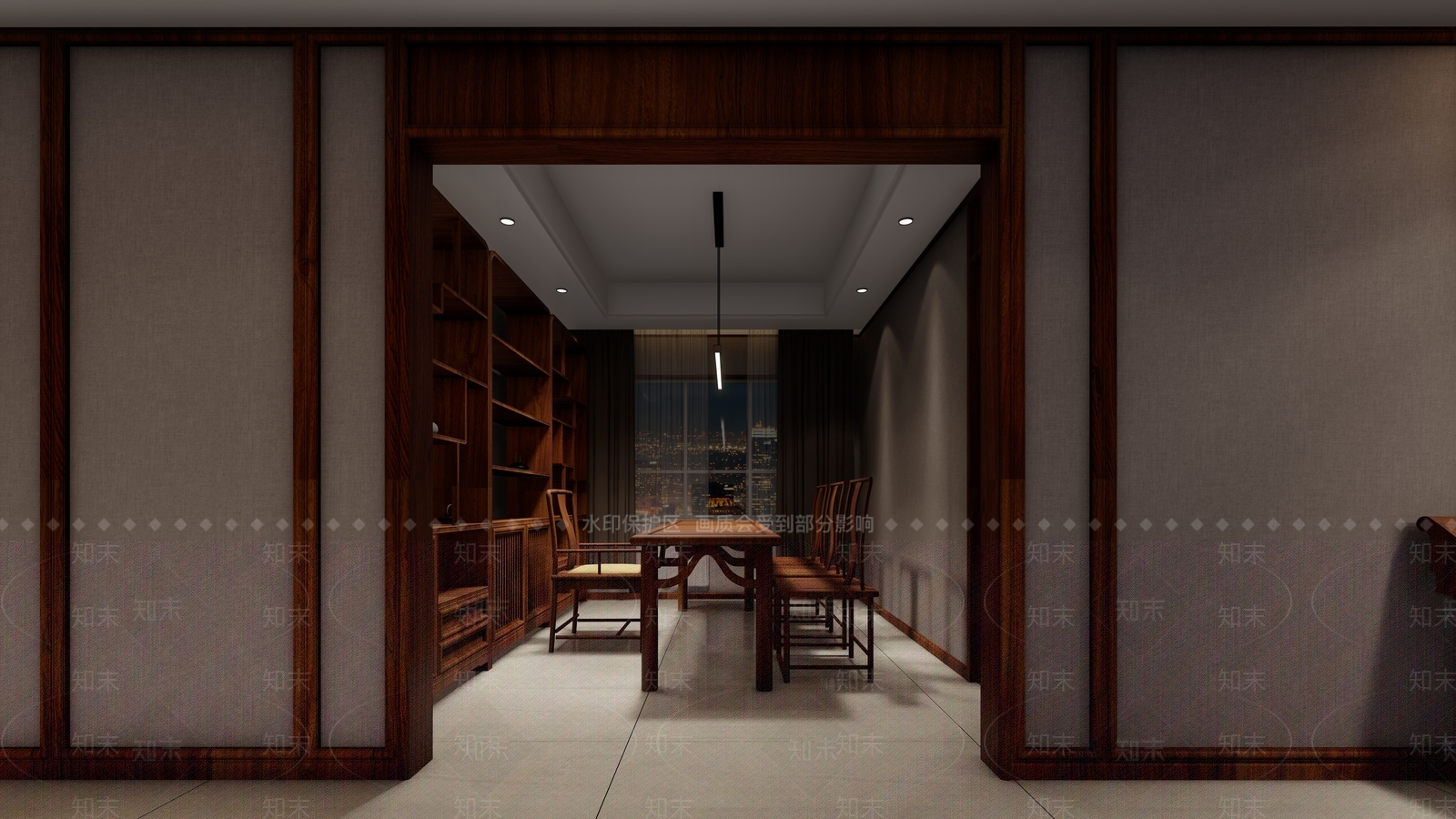 中式书房SU模型下载【ID:1109584325】
