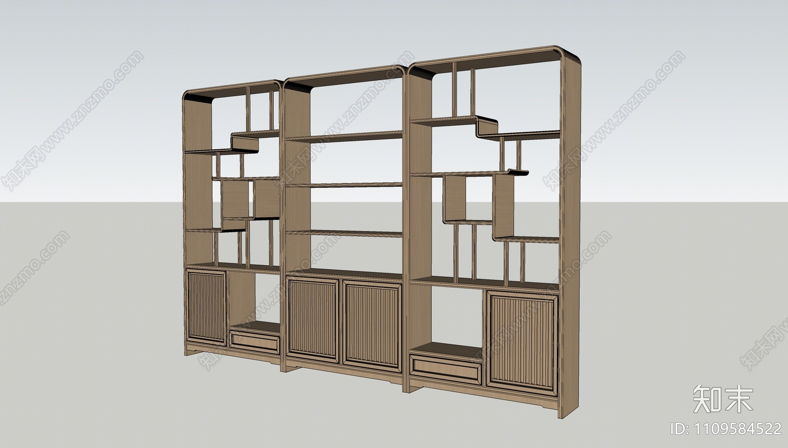 中式书架SU模型下载【ID:1109584522】