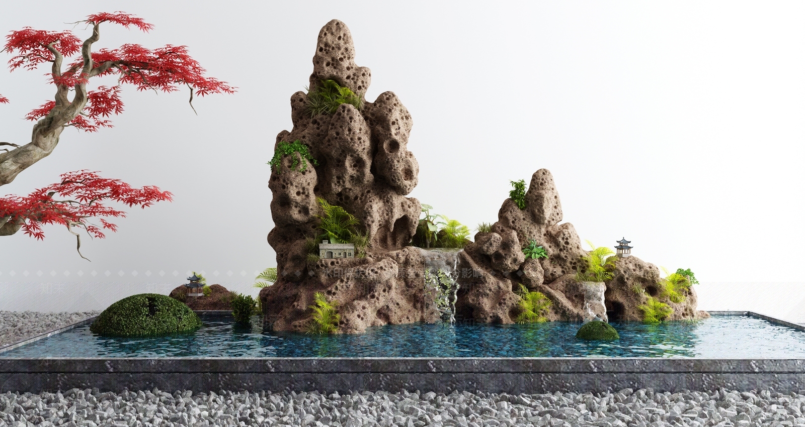 新中式假山水景3D模型下载【ID:1109586760】