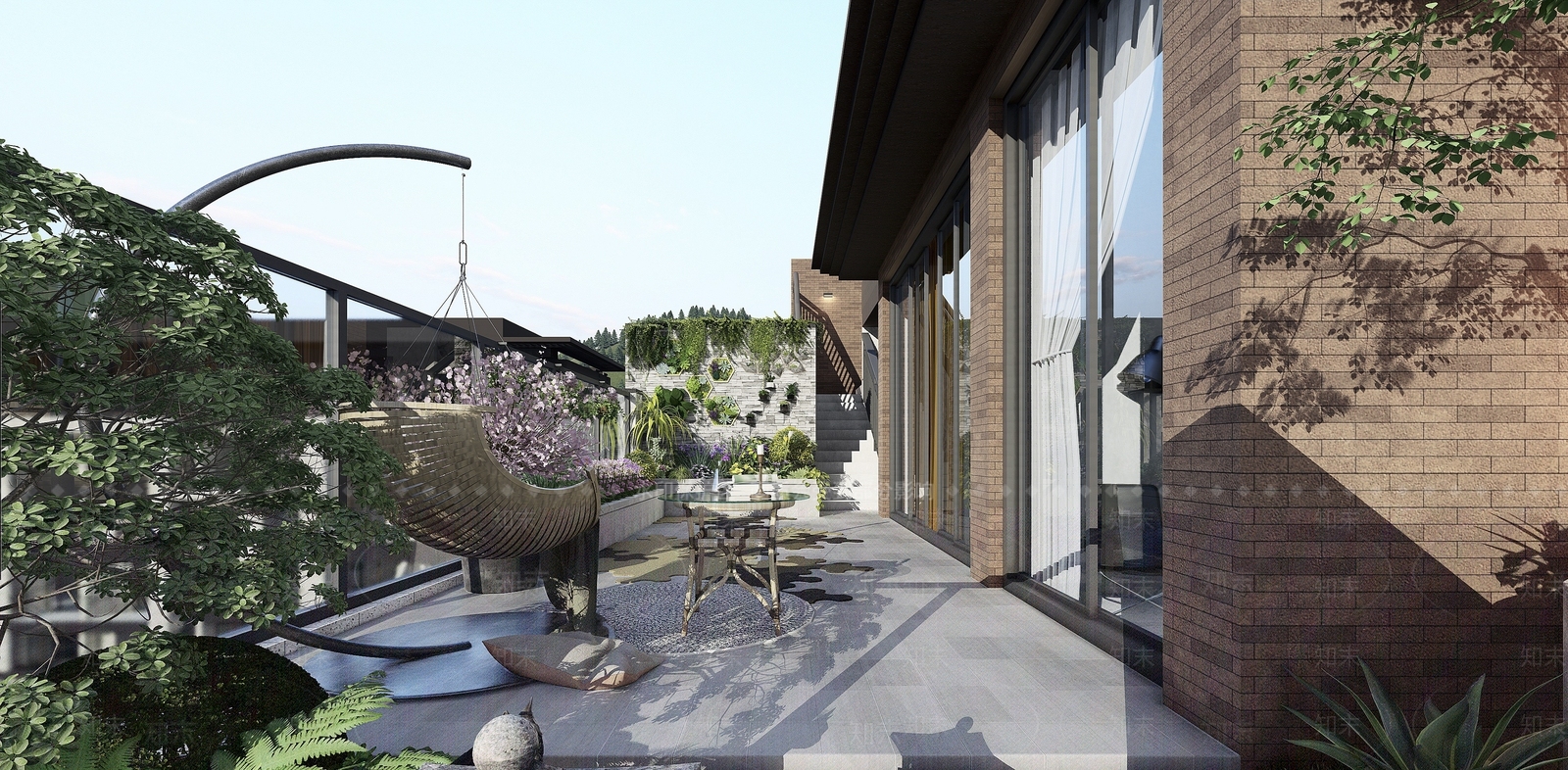 现代屋顶花园SU模型下载【ID:1109586598】