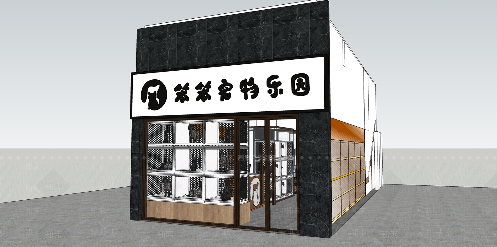 现代宠物店SU模型下载【ID:1109586839】