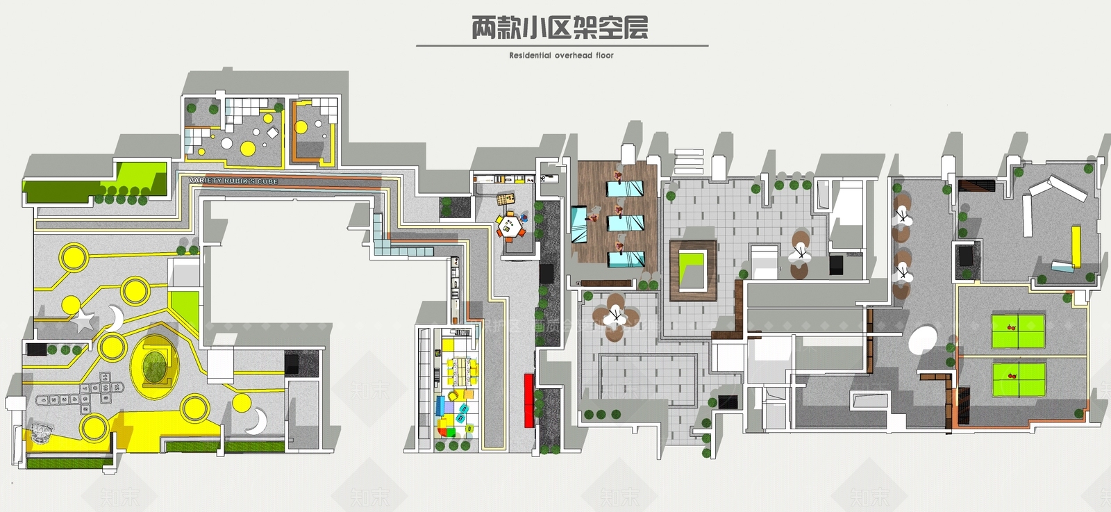 现代小区架空层儿童活动空间SU模型下载【ID:1109589080】