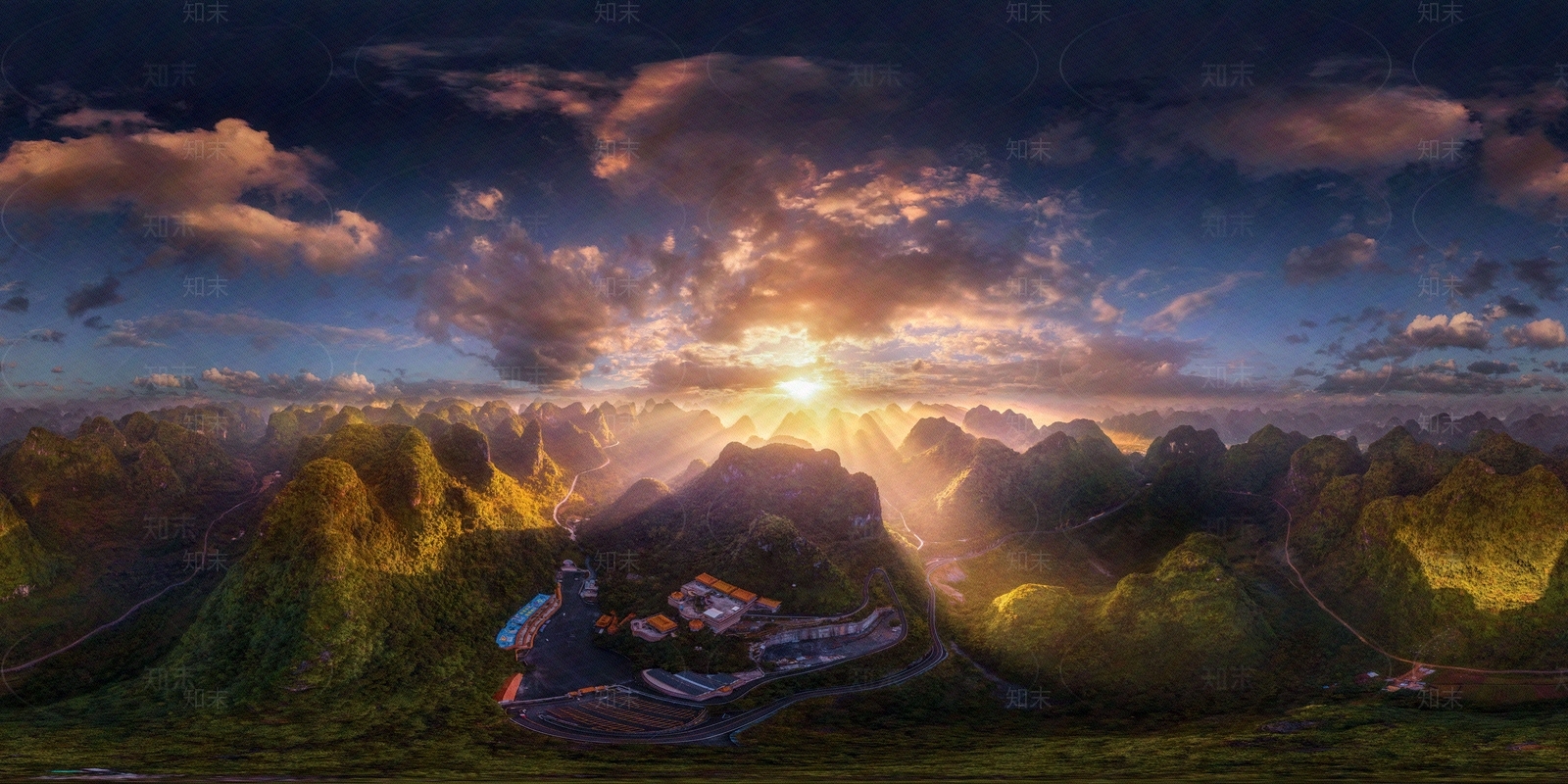 hdr群山日落全景贴图下载【ID:1109598098】