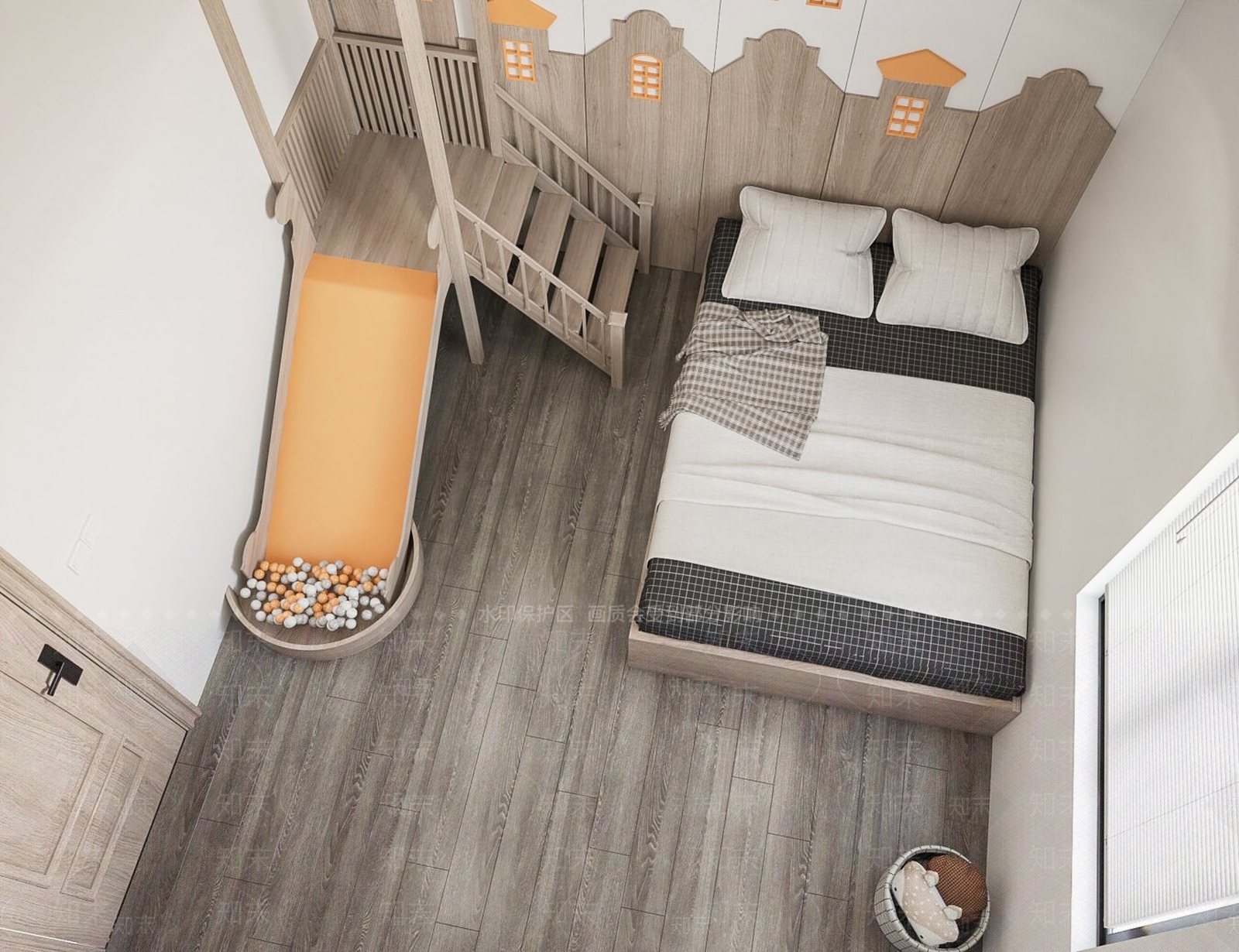 现代通用儿童房SU模型下载【ID:1109599149】