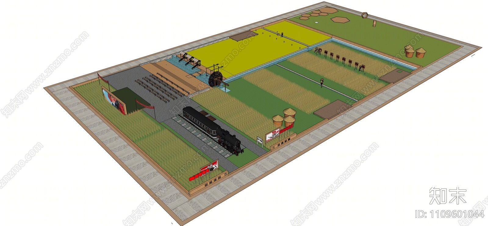 现代乡村火车头农场SU模型下载【ID:1109601044】