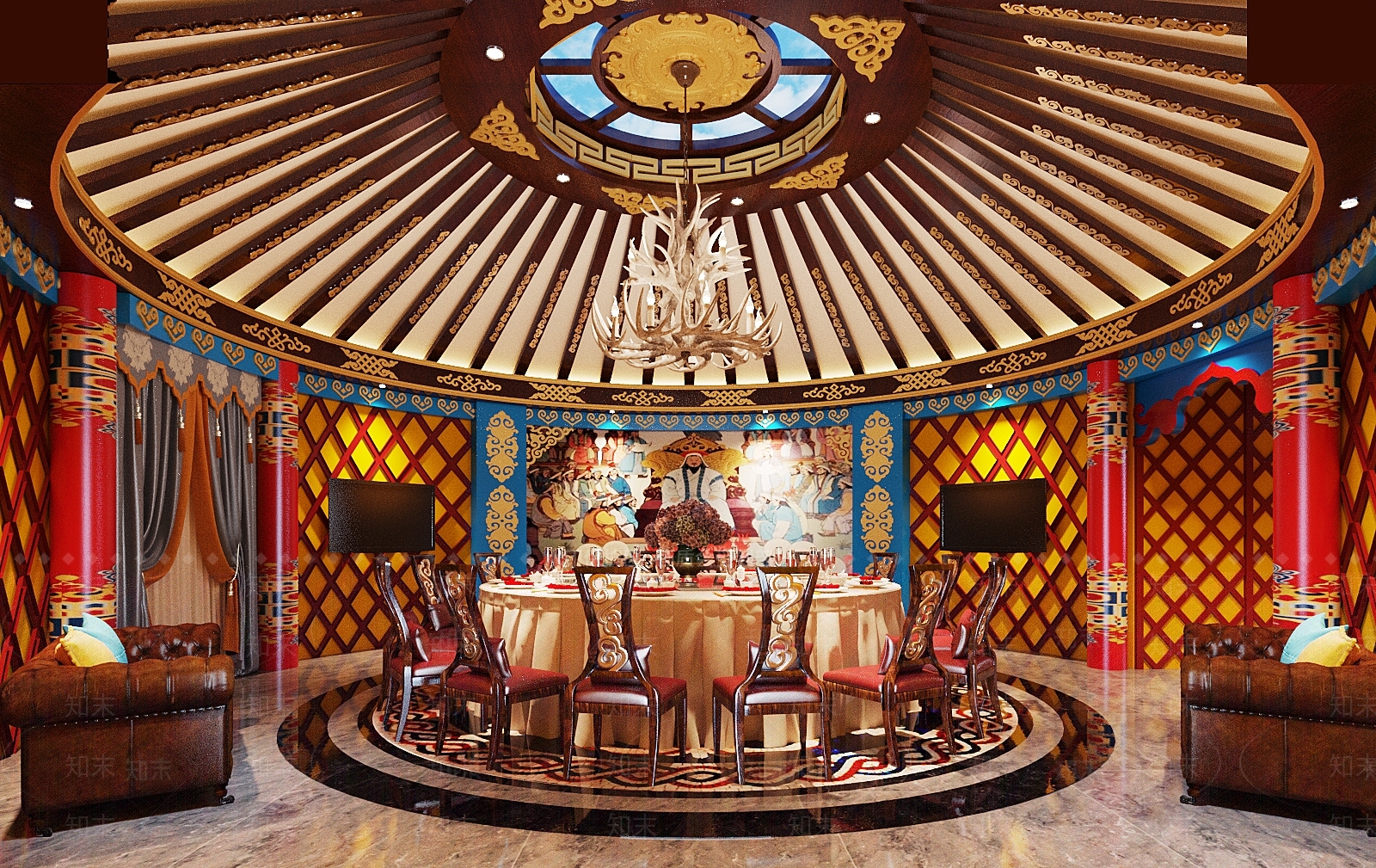 蒙古包包厢3D模型下载【ID:1109609081】