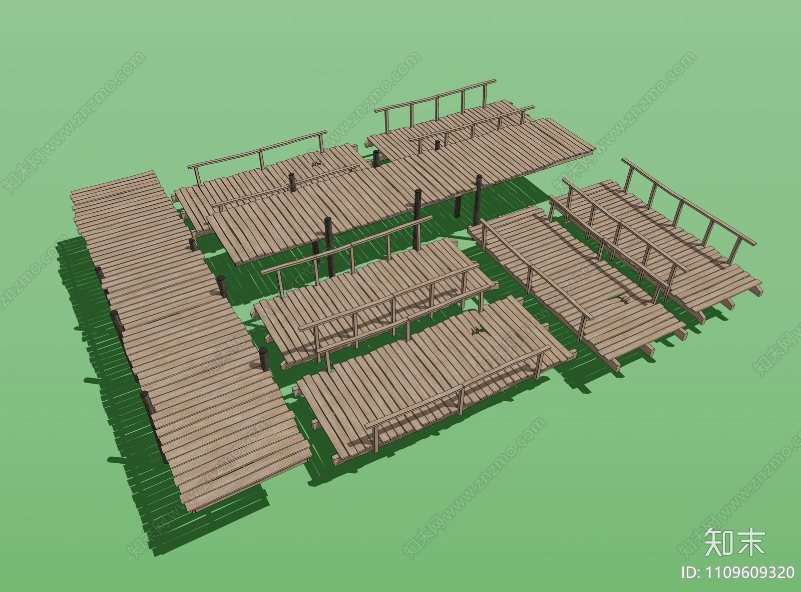 现代景观桥SU模型下载【ID:1109609320】