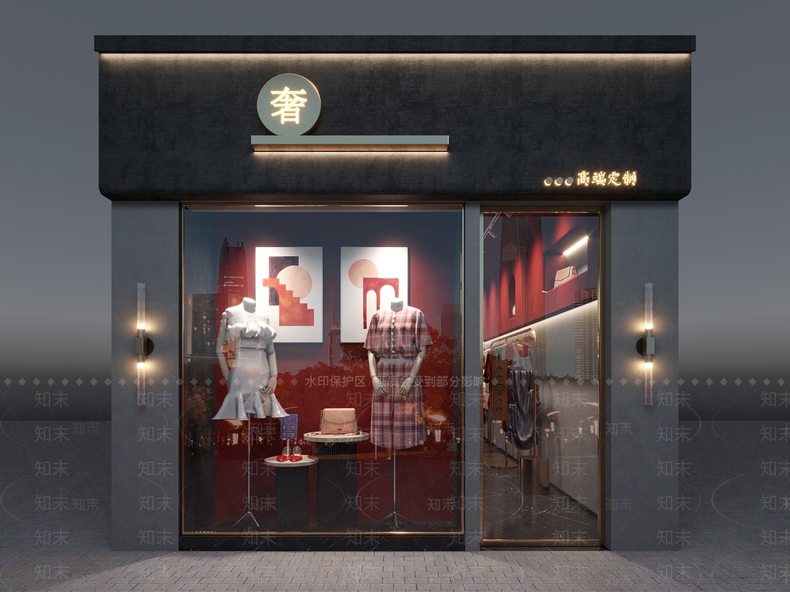 现代服装鞋店3D模型下载【ID:1109624794】