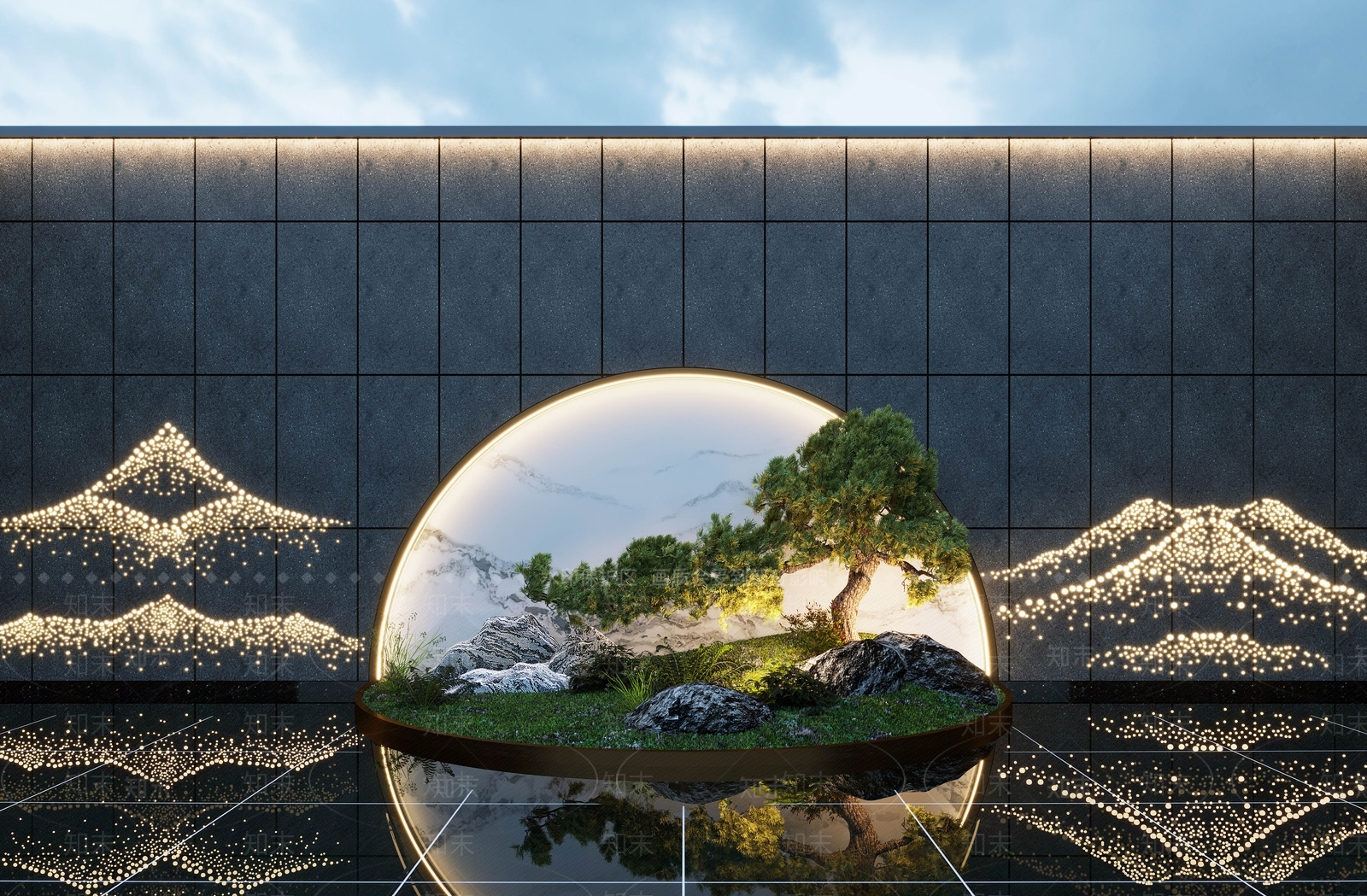 新中式假山水景3D模型下载【ID:1109629479】