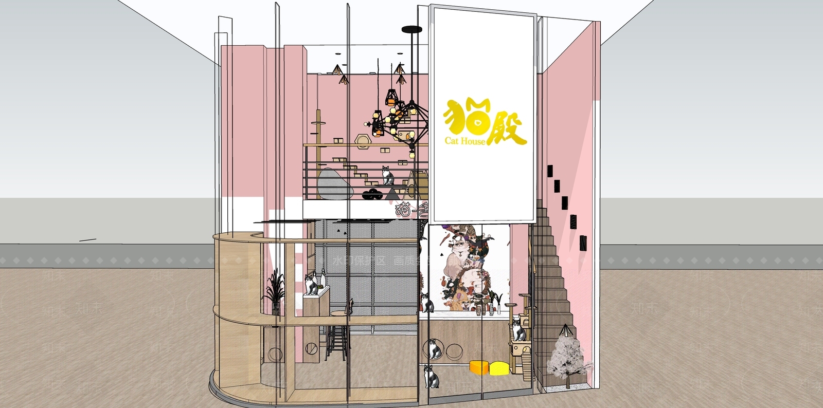 现代宠物店SU模型下载【ID:1109624413】