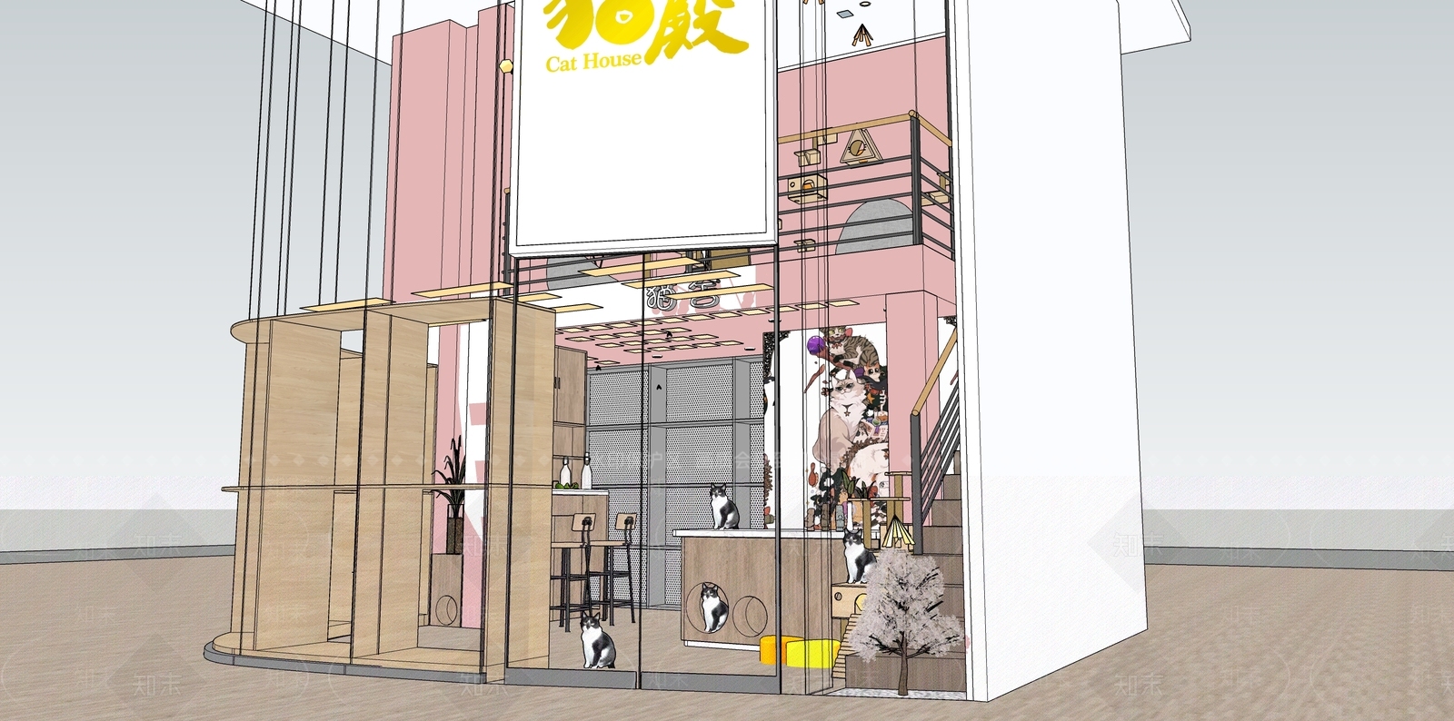 现代宠物店SU模型下载【ID:1109624413】