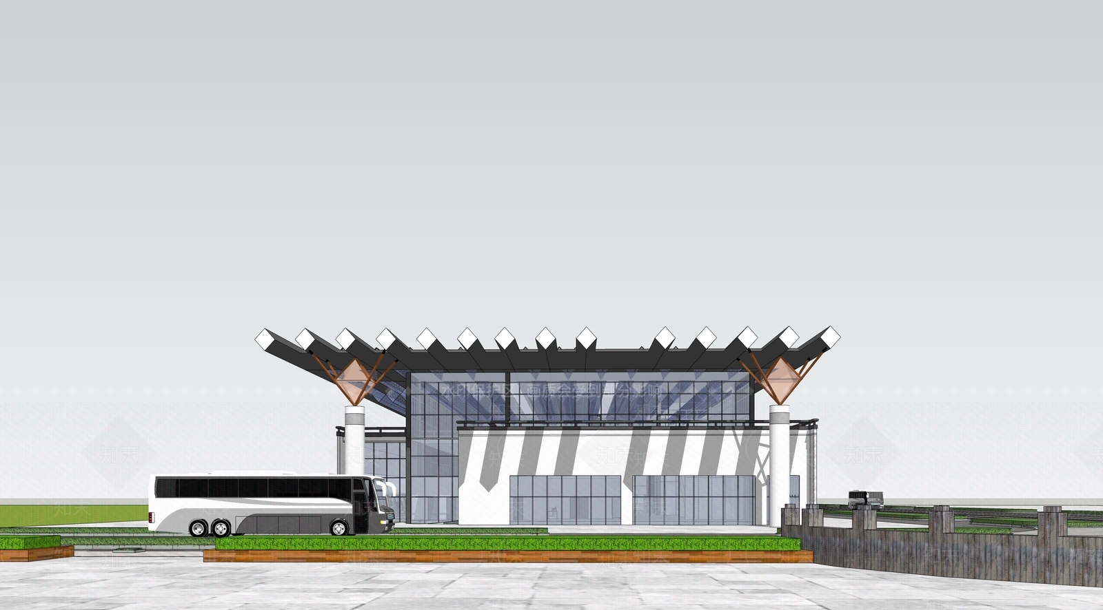现代汽车站SU模型下载【ID:1109629577】