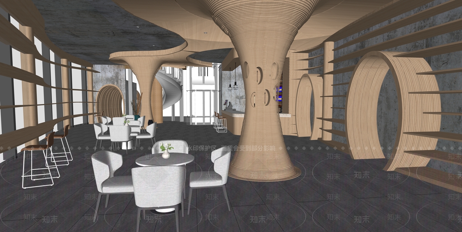 现代咖啡厅SU模型下载【ID:1222195697】