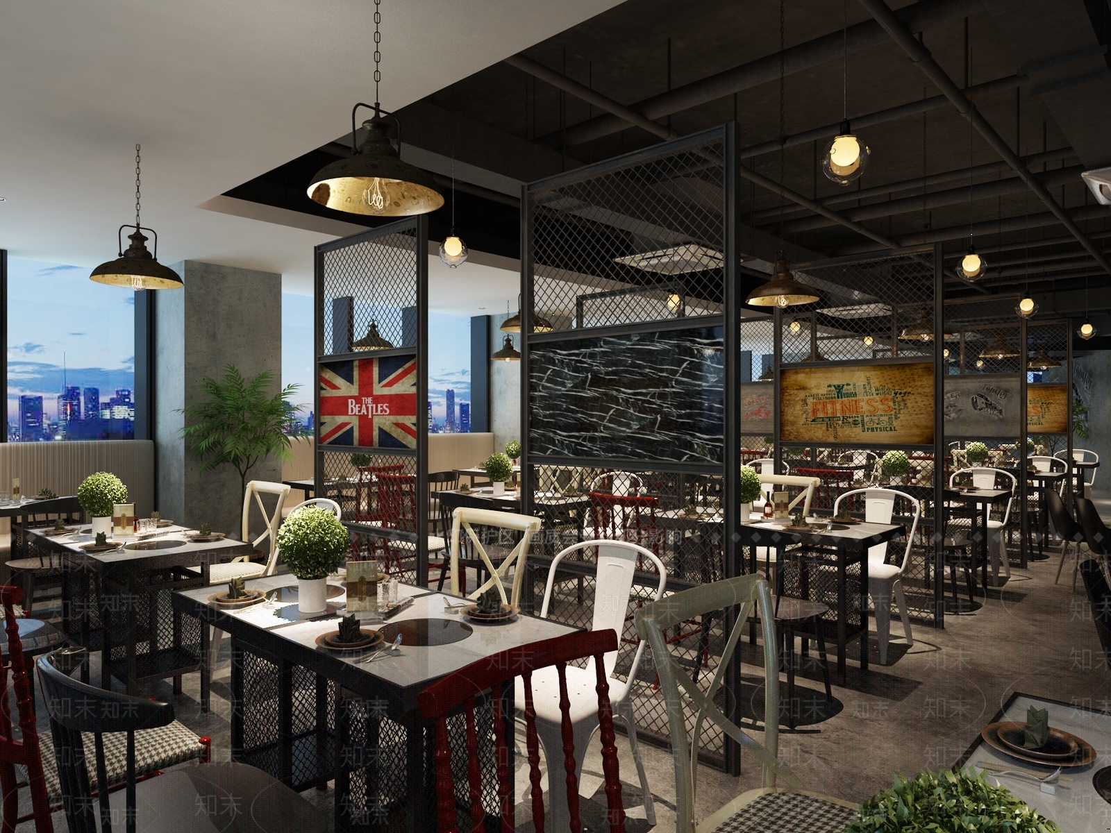 工业风火锅店3D模型下载【ID:1109640107】