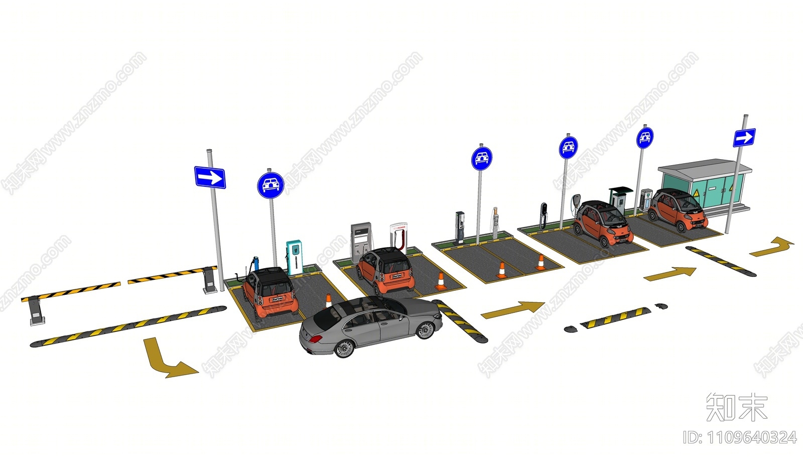 现代收费停车场SU模型下载【ID:1109640324】