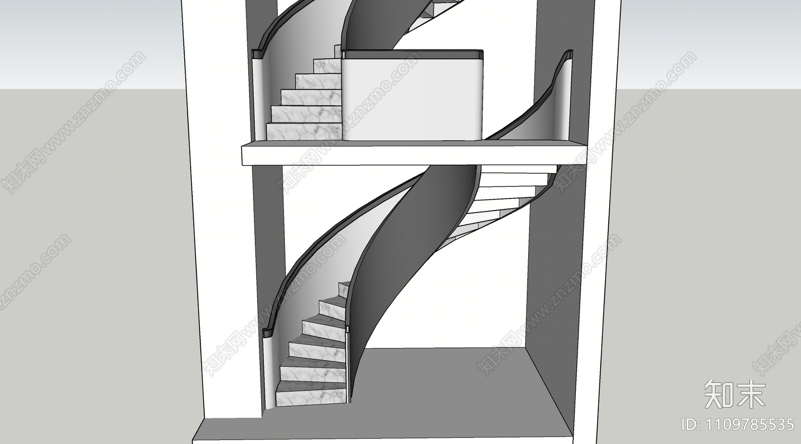 现代旋转楼梯间SU模型下载【ID:1109785535】