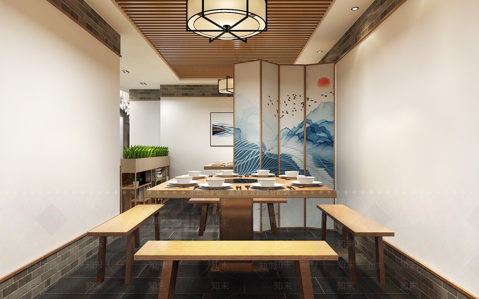 新中式火锅店3D模型下载【ID:1109643207】