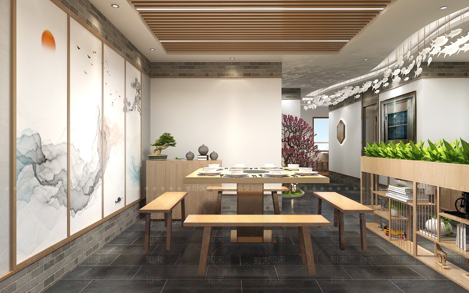 新中式火锅店3D模型下载【ID:1109643207】