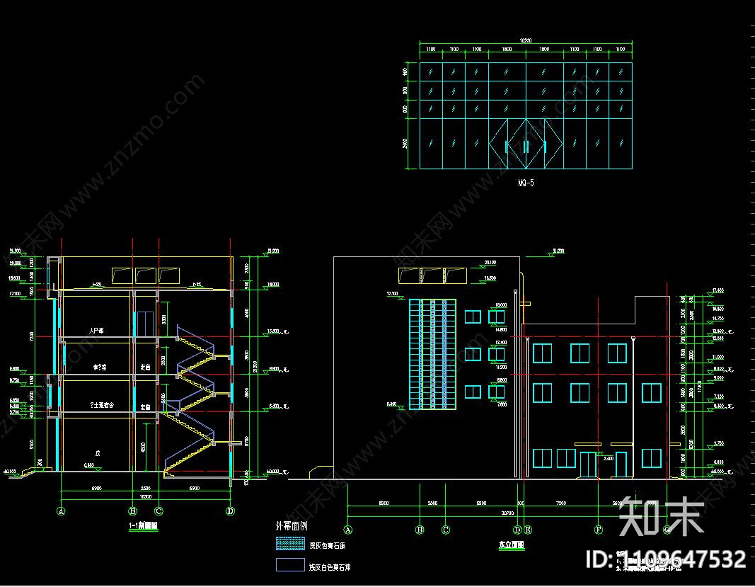 执勤楼建筑cad施工图下载【ID:1109647532】