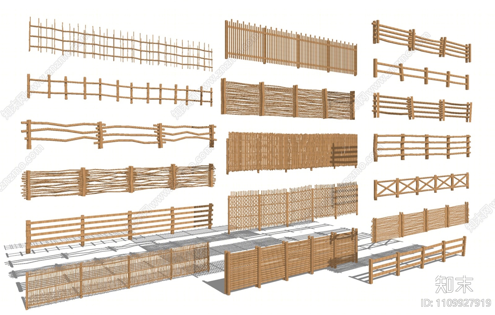 新中式木栅栏SU模型下载【ID:1109927919】