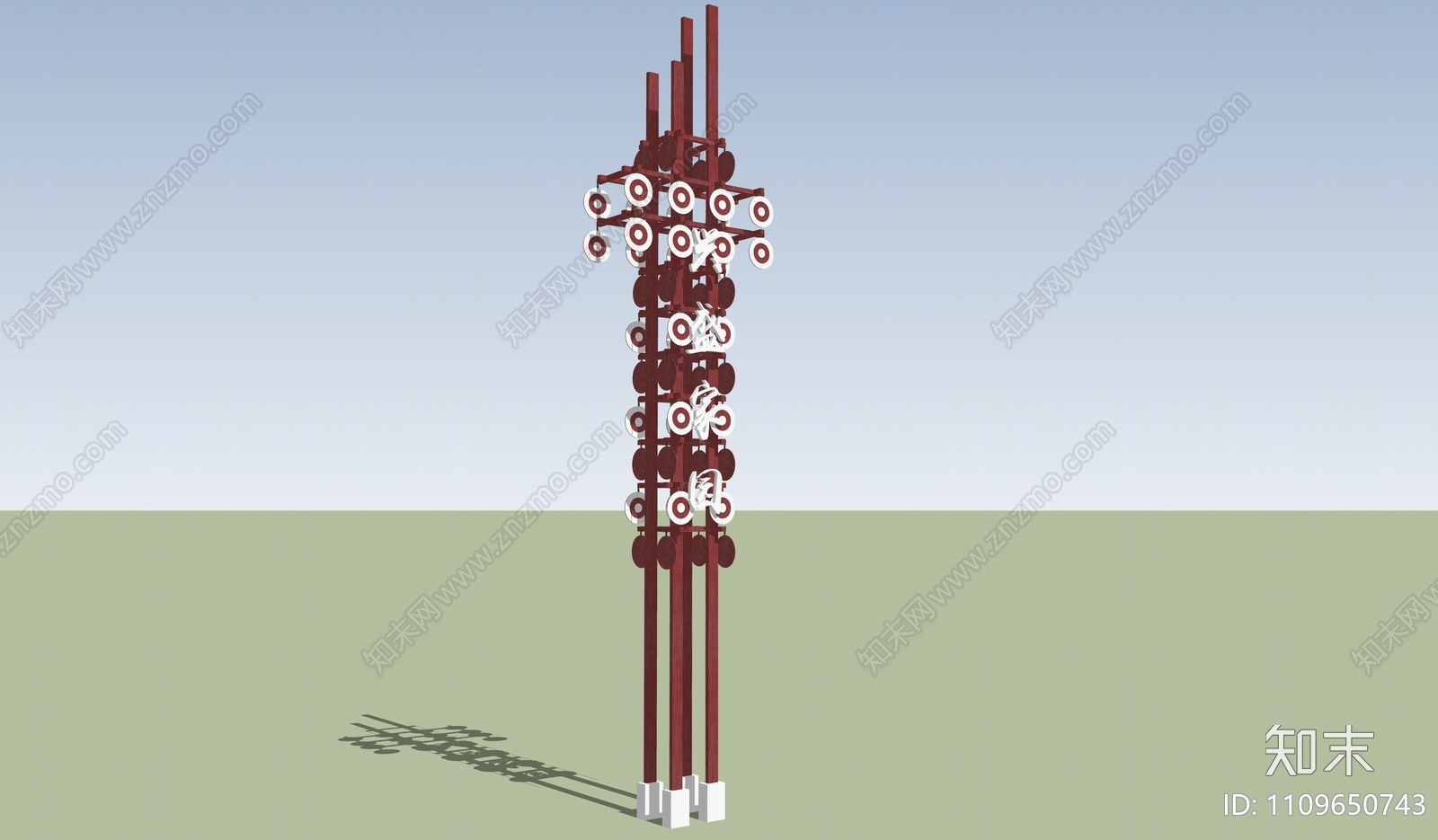 新中式村口指示牌SU模型下载【ID:1109650743】