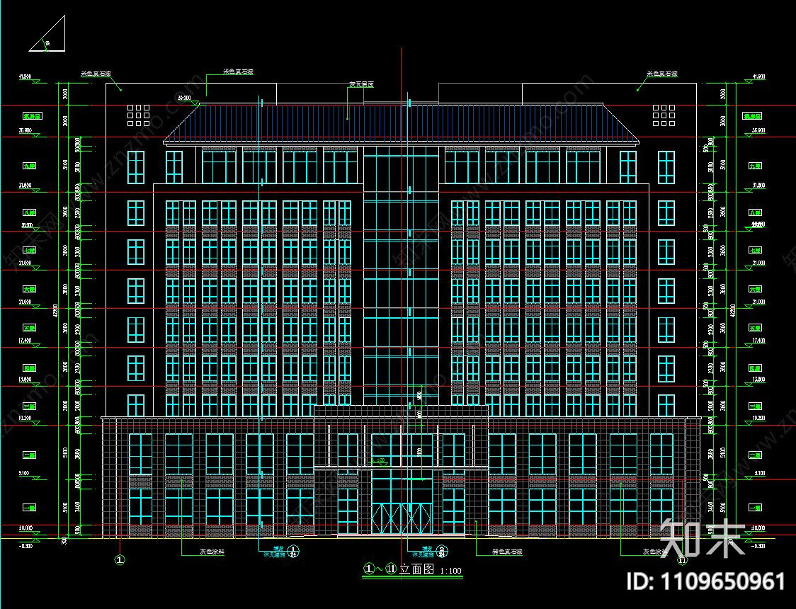 干警办公楼建筑图cad施工图下载【ID:1109650961】