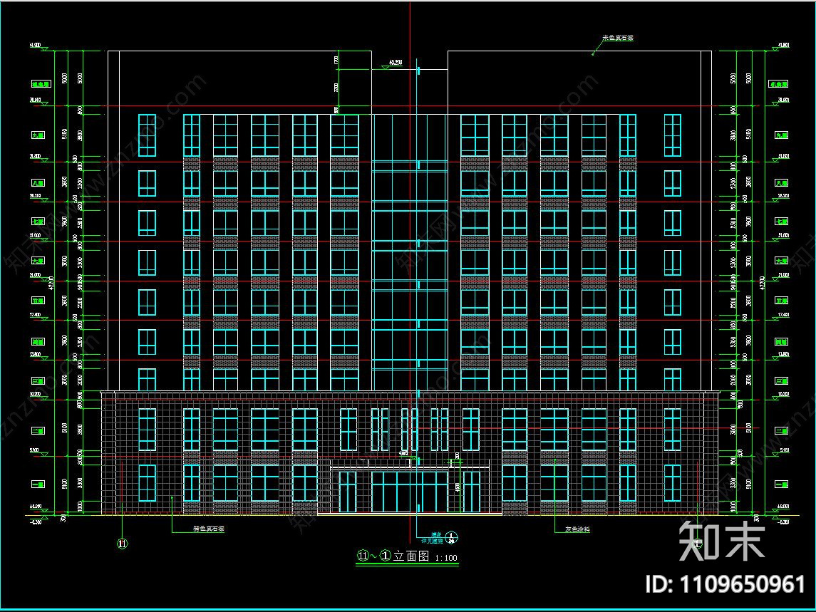 干警办公楼建筑图cad施工图下载【ID:1109650961】