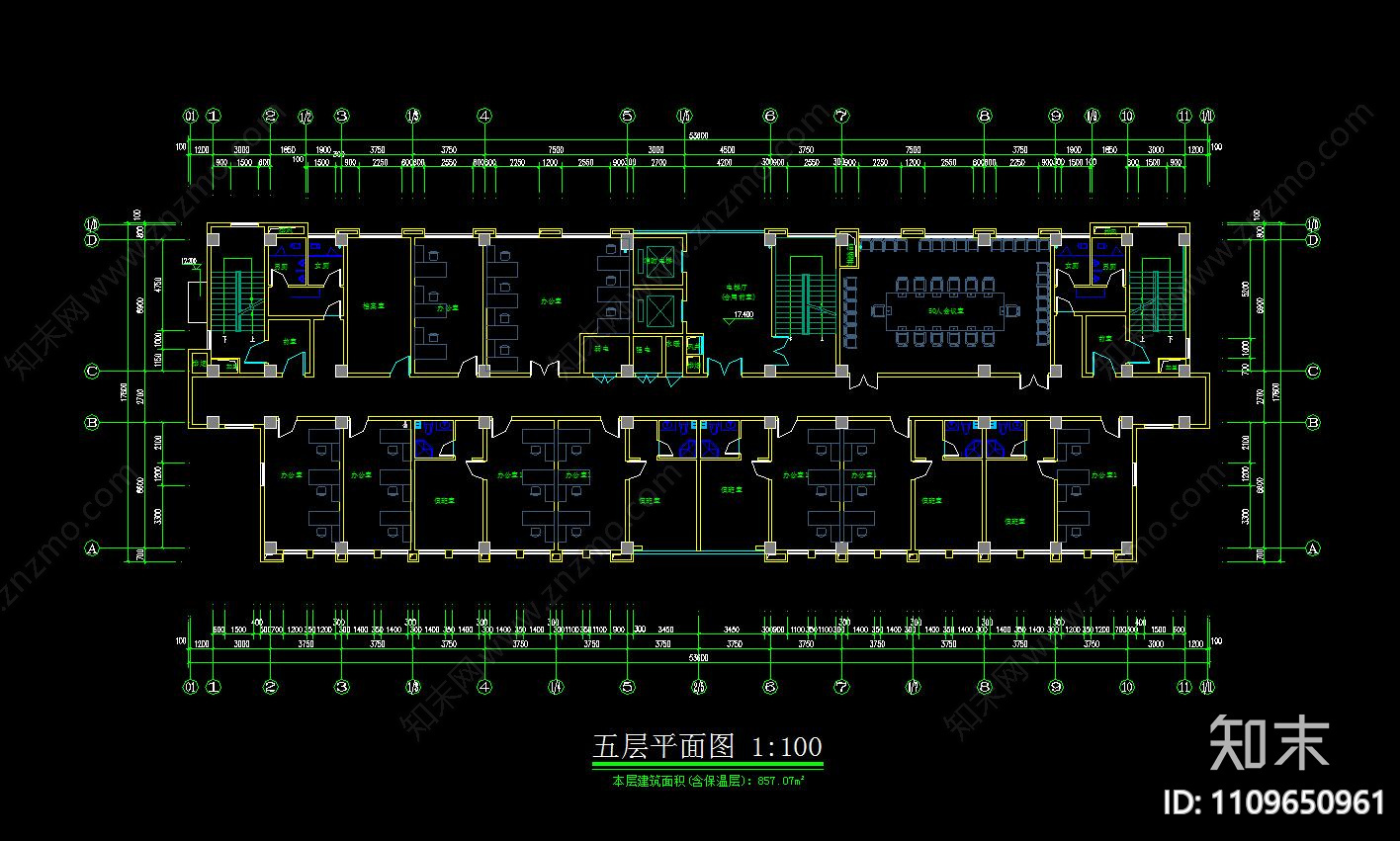 干警办公楼建筑图cad施工图下载【ID:1109650961】