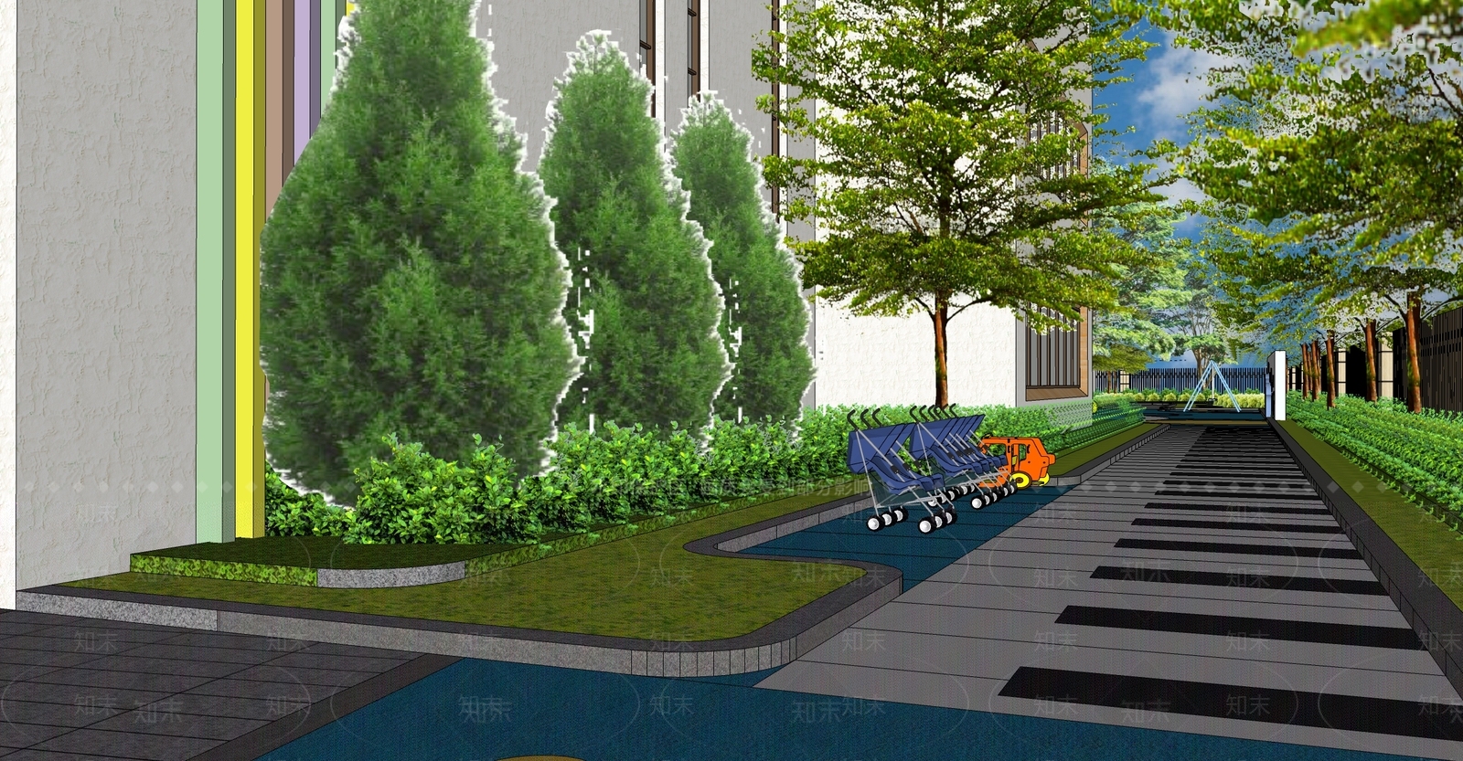 现代办公景观SU模型下载【ID:1109651539】