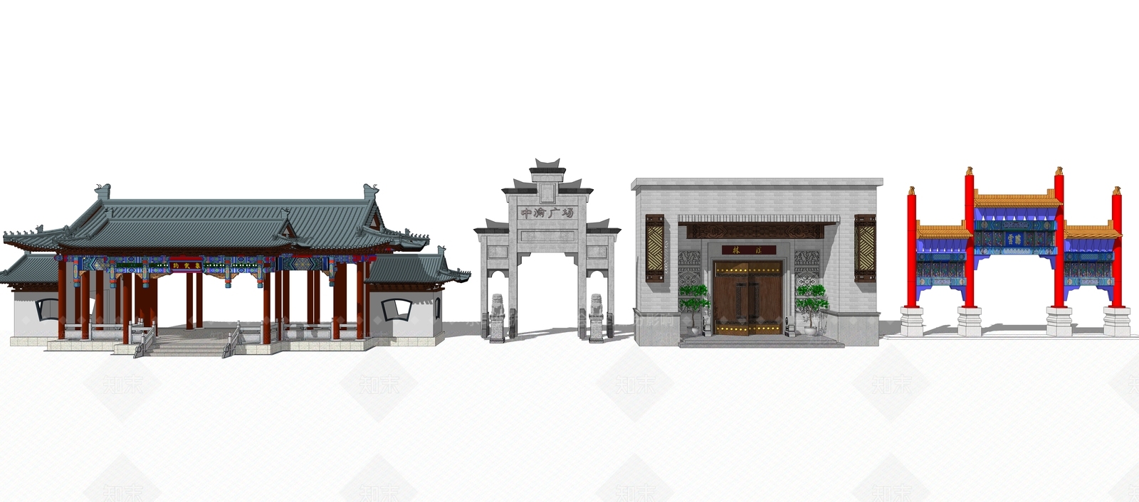 中式牌坊SU模型下载【ID:1109653980】