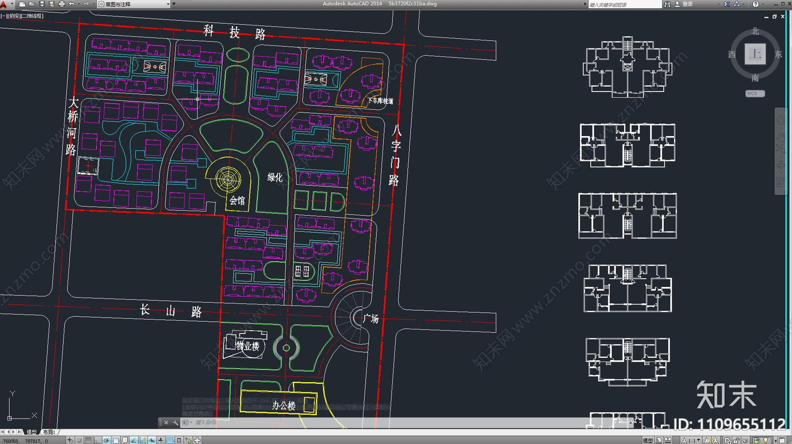 现代简约住宅建筑规划cad施工图下载【ID:1109655112】