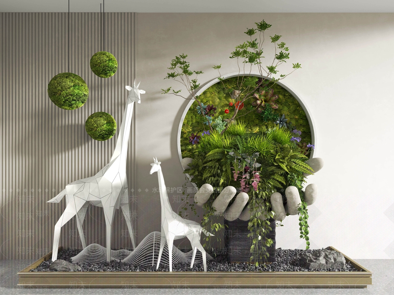 现代植物堆3D模型下载【ID:1109805459】