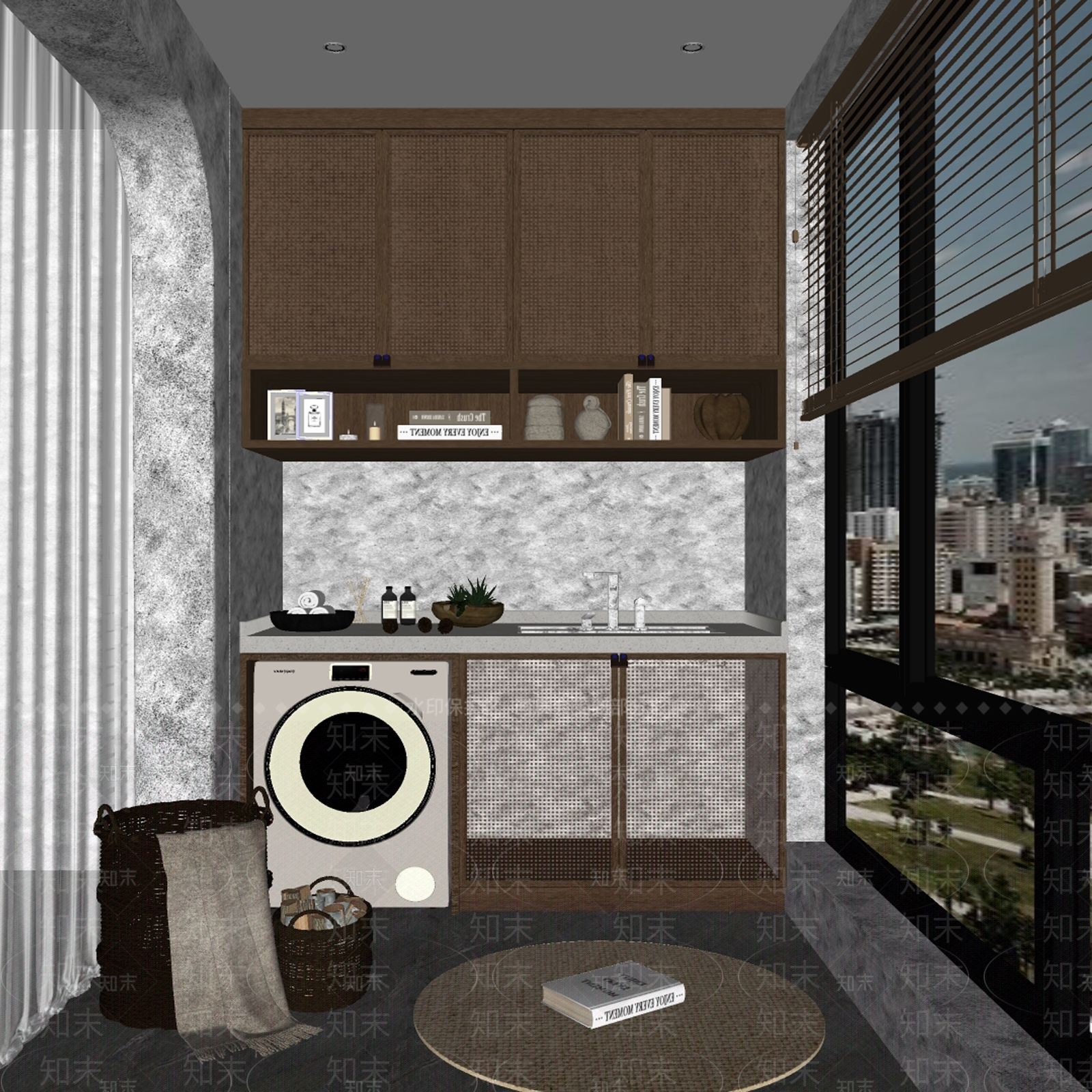 侘寂家居阳台SU模型下载【ID:1109683974】