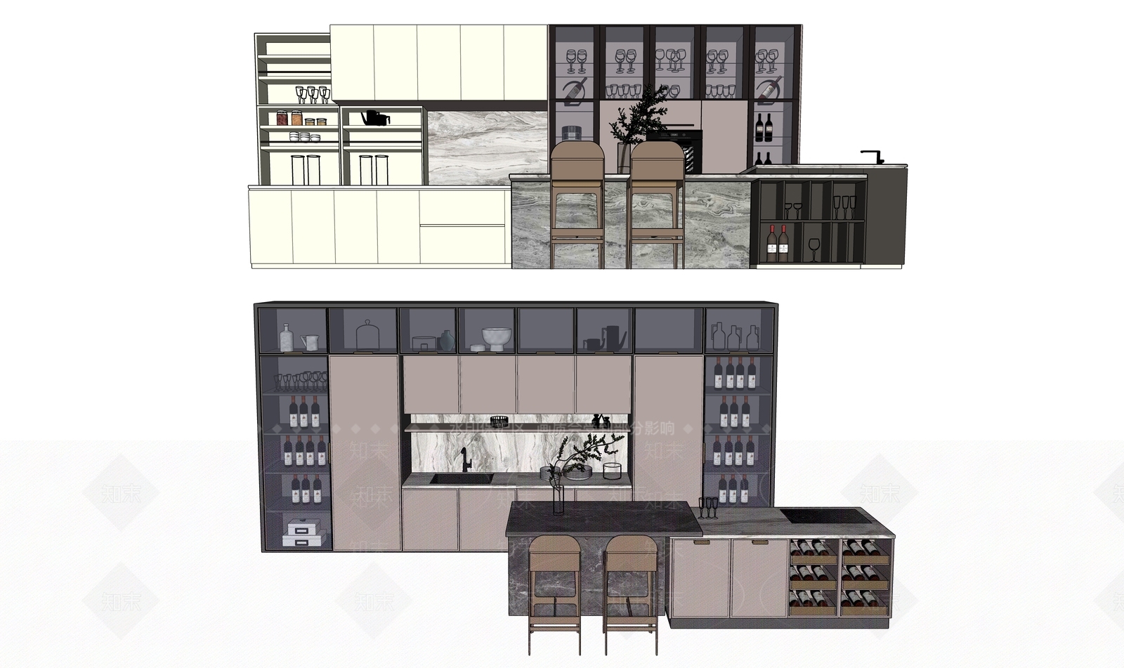 现代橱柜SU模型下载【ID:1109684447】
