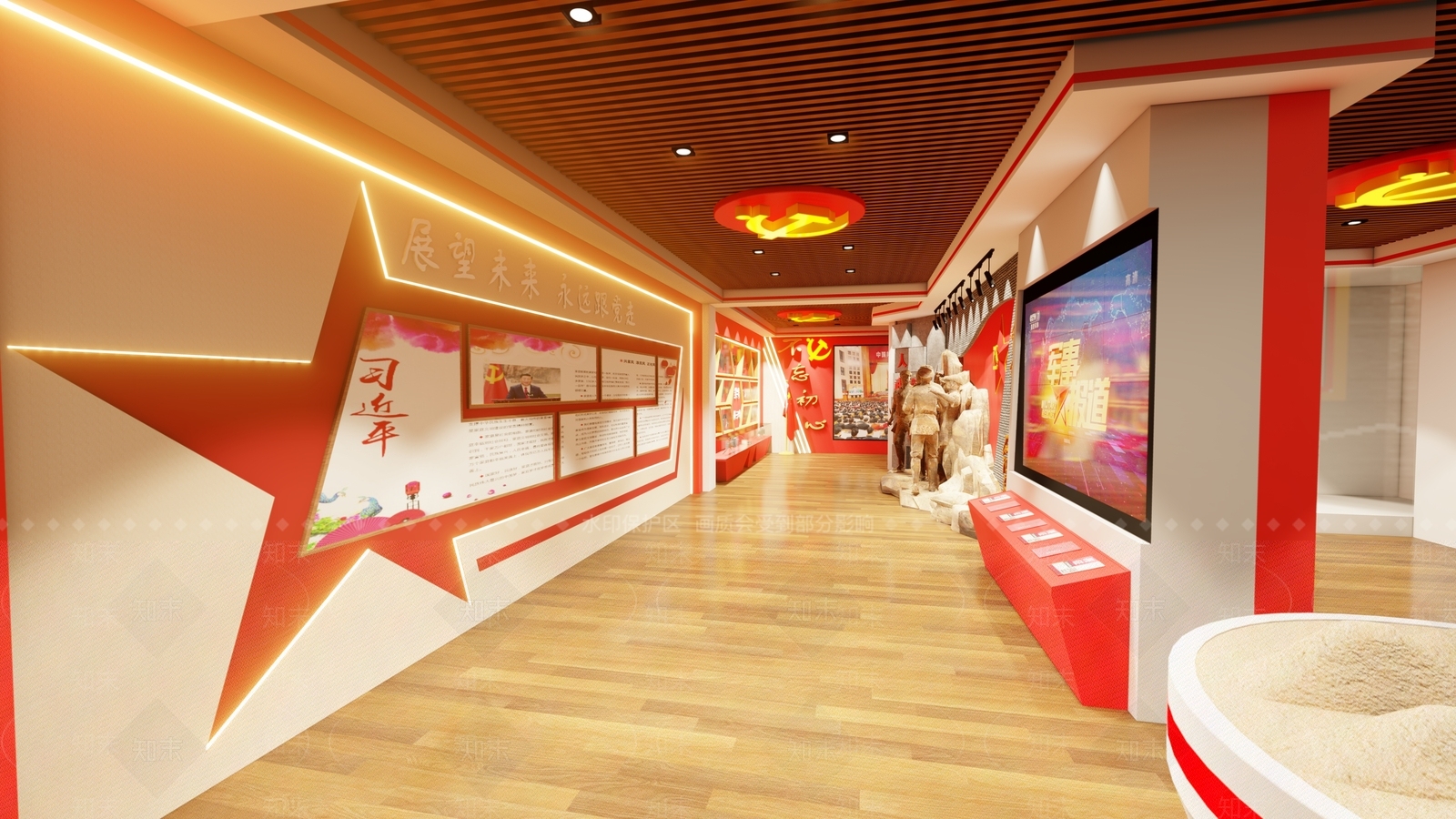 现代党建展厅SU模型下载【ID:1109850713】