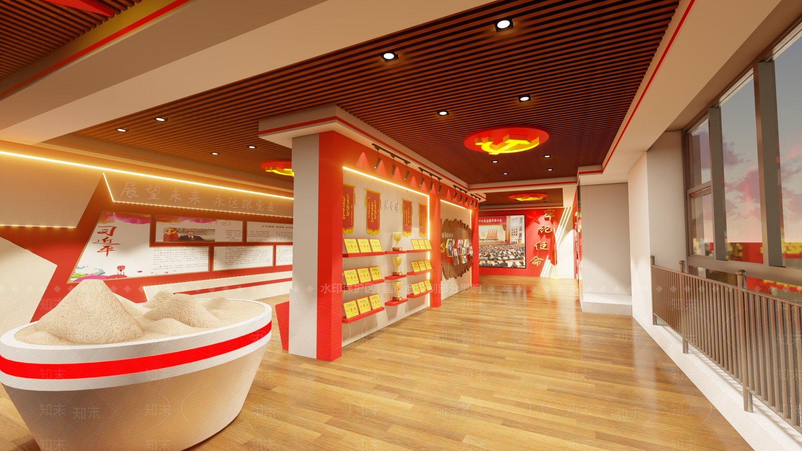 现代党建展厅SU模型下载【ID:1109850713】