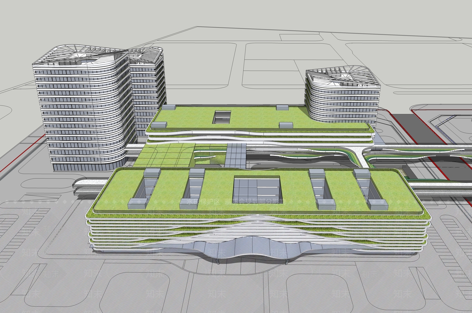 现代医疗建筑SU模型下载【ID:1109689953】