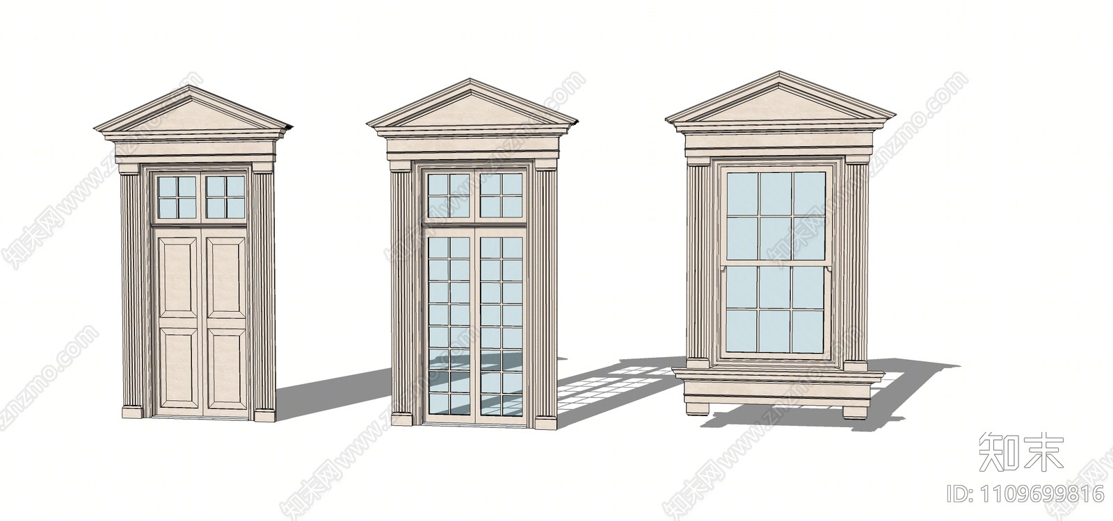欧式窗户组合SU模型下载【ID:1109699816】