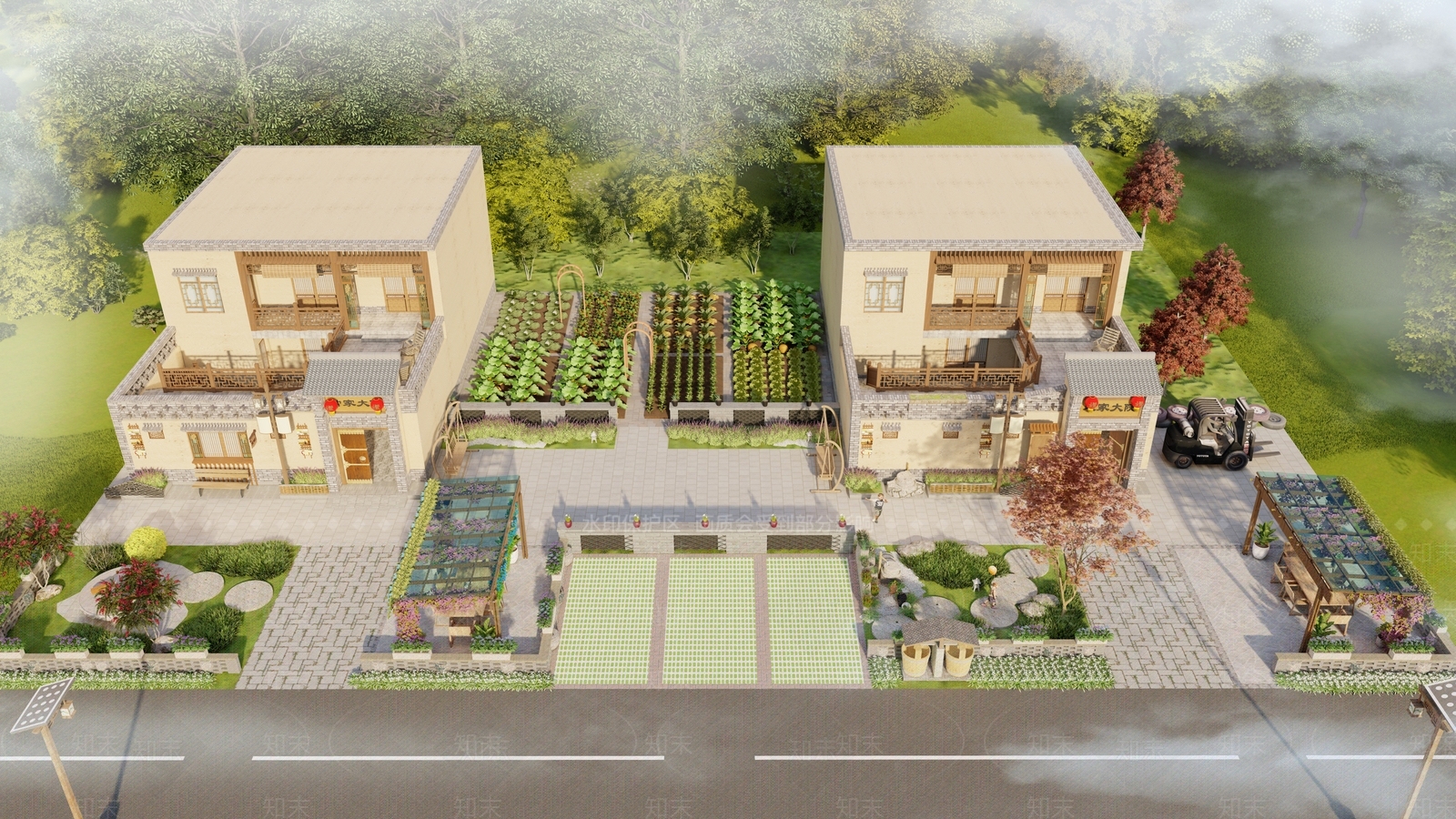 新中式乡村庭院SU模型下载【ID:1109719858】