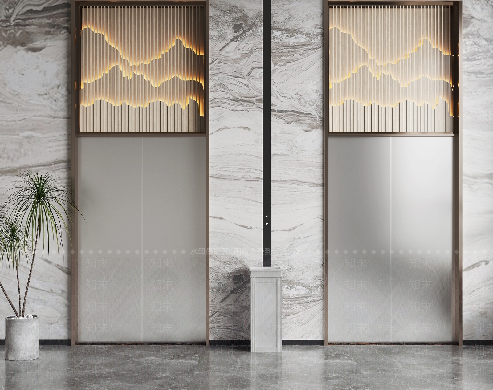 新中式电梯门3D模型下载【ID:1109721487】