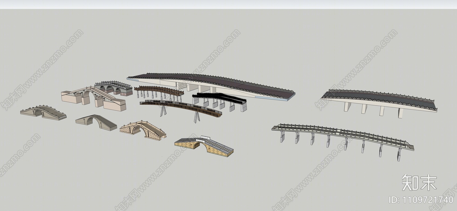 中式景观桥SU模型下载【ID:1109721740】