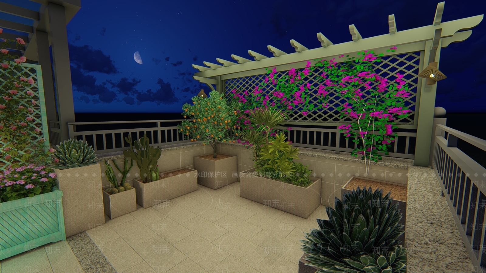 现代屋顶花园SU模型下载【ID:1109722162】