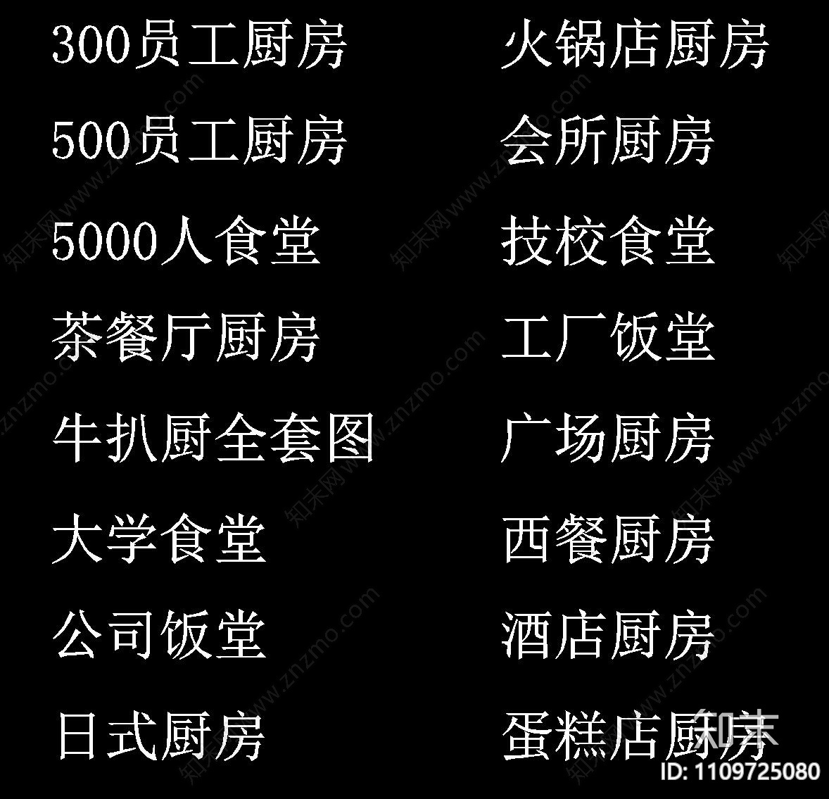 商用厨房平面CAD图cad施工图下载【ID:1109725080】