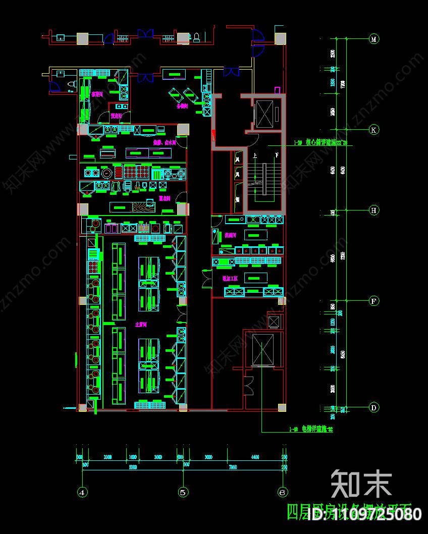 商用厨房平面CAD图cad施工图下载【ID:1109725080】