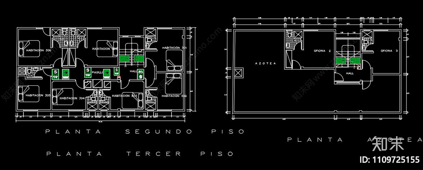 酒店消防CAD施工图下载【ID:1109725155】