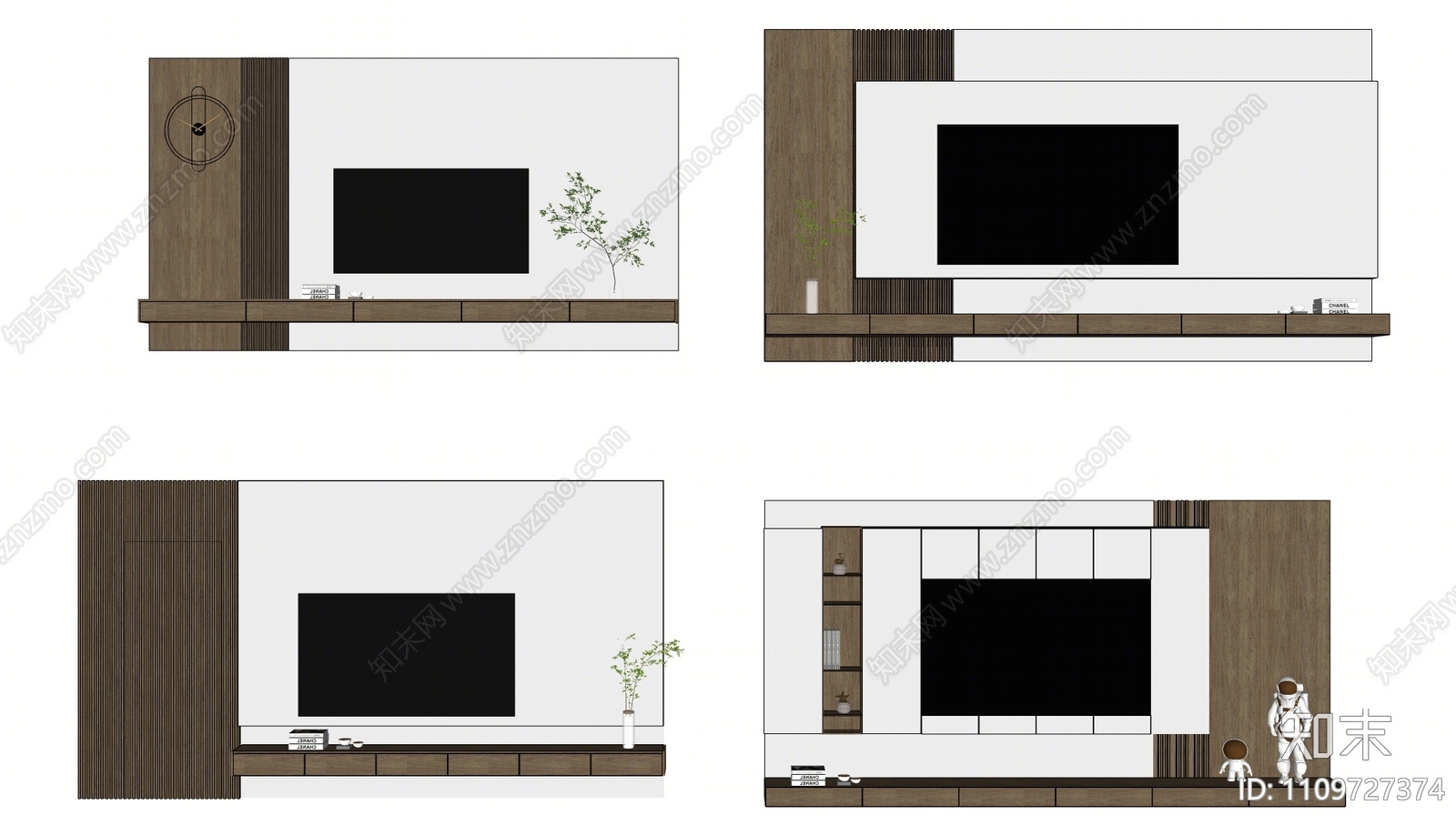 现代电视墙SU模型下载【ID:1109727374】